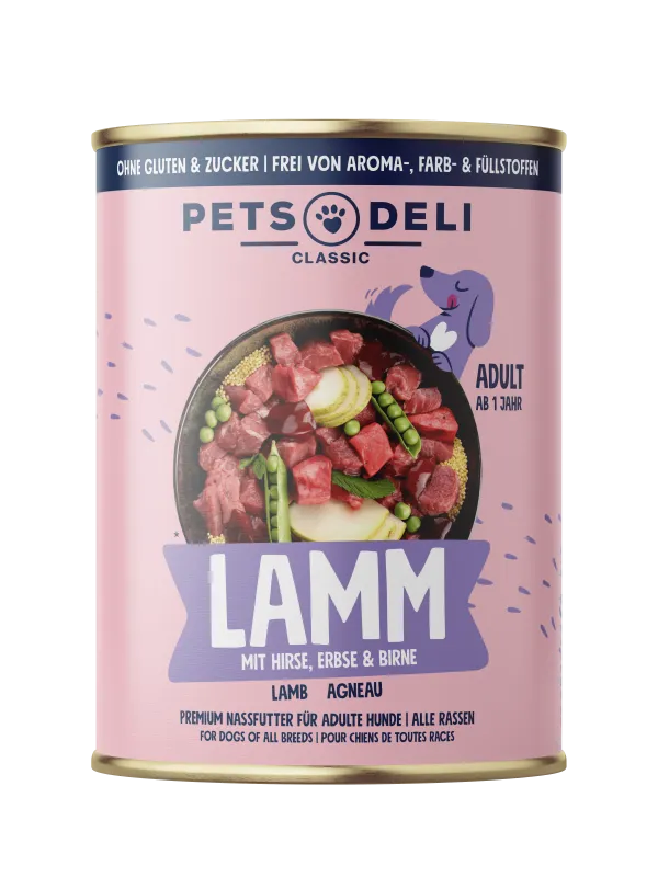 Pets Deli Classic Lamm mit Hirse, Erbsen, Birne & Minze 400g